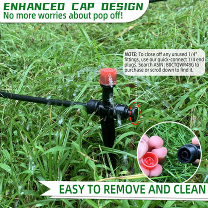 10PCS Push-to-Connect Drip Irrigation Emitters for 1/4 inch Irrigation Tubing, Two-Way Connection Adjustable Drip Emitter Sprayer with Stake, Irrigation Dripper Sprinklers for Drip Irrigation System