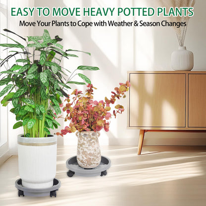 ORIMERC 3 Pack Plant Caddy with Wheels Heavy Duty 12 inch Plant Saucer Self-watering Design, Movable Wheeled Round Planter Stand Coaster Trolley, Flower Pot Dolly Rack Tray on Rolling Caster Roller Indoor Outdoor