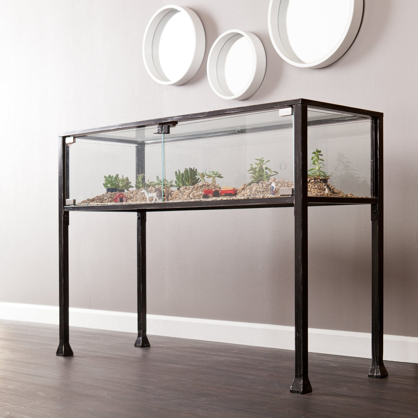SEI Furniture - Terrarium Display Console - Transitional Design, Black Finish - Ideal for Entryway, Living Room (CK8863)