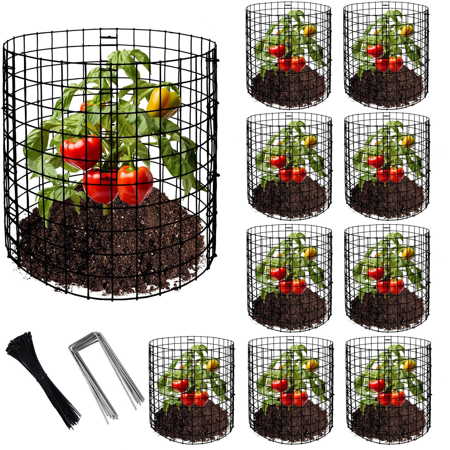 Adnee 10 Packs Wire Plant Protector from Animals - 12" H X 12" D Metal Mesh Plant Cage Covers - Sturdy Garden Bunny Barricades Chicken Wire Cloche for Plants Shrubs Vegetables Flowers