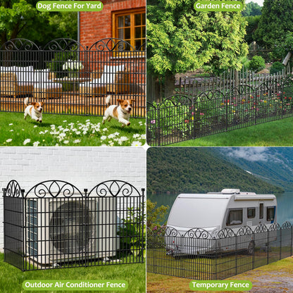10-Panel No-Dig Tall Garden Fence – 34″H x 22′L Rustproof Metal Dog Fence, Decorative Yard & Garden Animal Barrier, Easy Install Outdoor Pet & Flower Bed Border, Temporary Fence