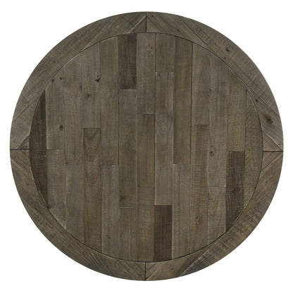 Roundhill Furniture Prato 5-Piece Round Dining Table Set with Cross Back Chairs, Antique Blue and Weathered Walnut