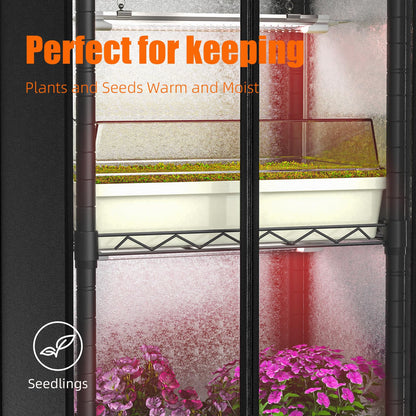 Aouipris Indoor Greenhouse with Grow Light, 5 Tier 15.7" L×11.8" W×62.3" H growtent with Lights, with 48W Full Spectrum Growing Lamps，Metal Indoor Plant Enclosure for Seed Starting