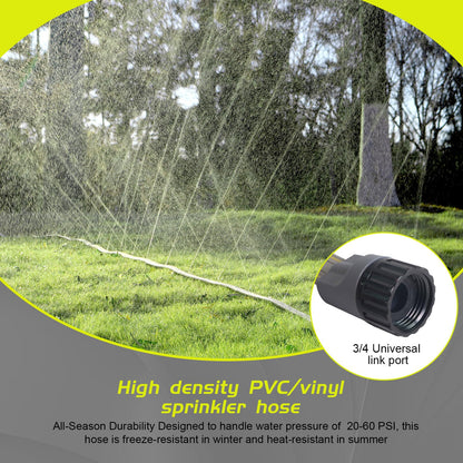 Hopegiver Sprinkler Soaker Hose 50 ft 2-Pack Yard Sprinkler Hose 100 ft for Lawn Water Saving with Stakes, Drip Irrigation Hoses Garden Watering System(Grey,50 ft 2-Pack)