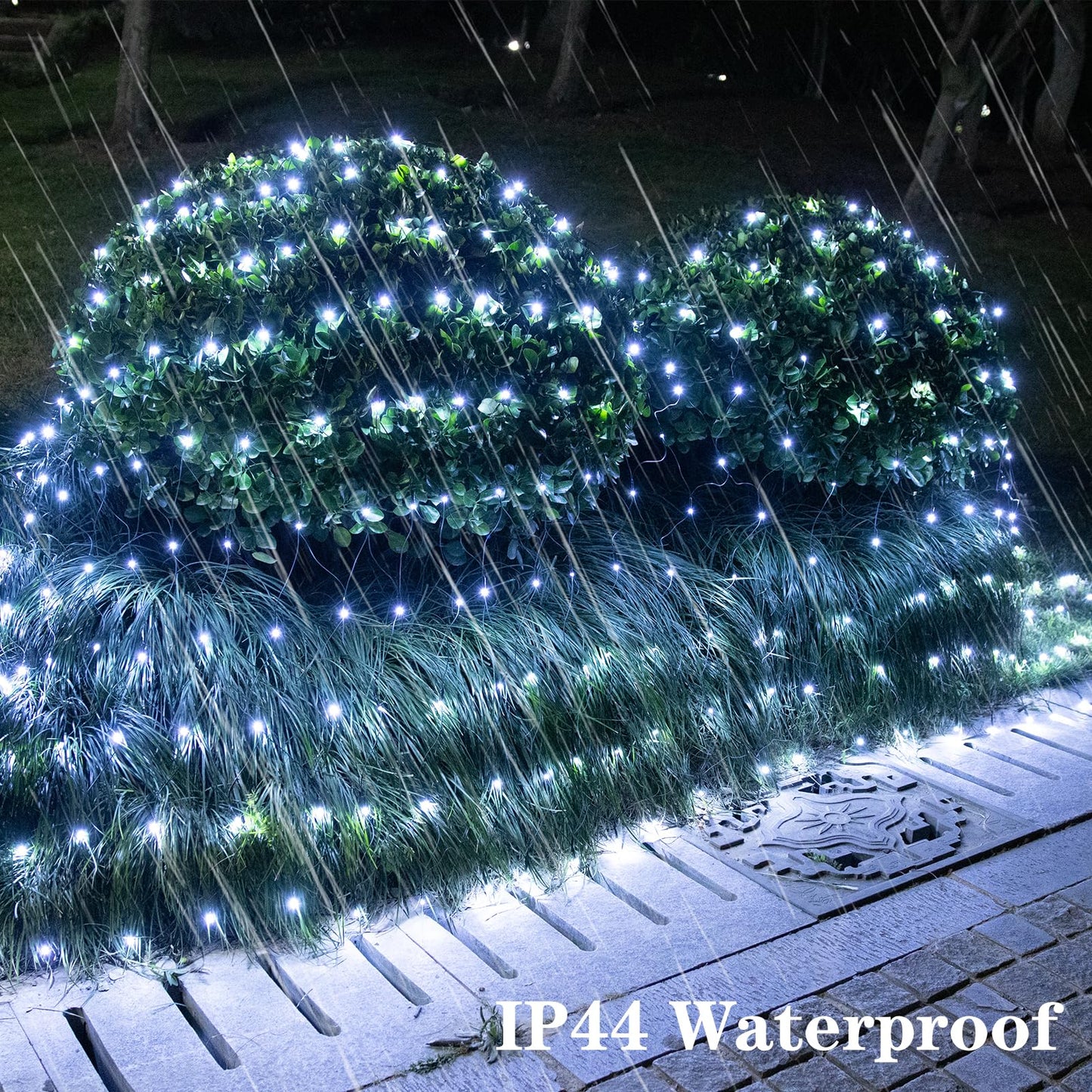 OYCBUZO 300LED White Net Lights, 14.8ft x 5ft Connectable Christmas Outdoor Mesh Lights with 8 Lighting Modes, Waterproof Fairy Lights Plug in for Bushed Xmas Tree Holiday Party Garden Decoration