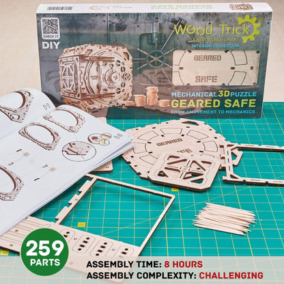 Wood Trick Safe Wooden Model Kit for Adults to Build - DIY Locker Puzzle Box with Combination - Mechanical - Store Your Precious Items - Heavy Duty Design - 3D Wooden Puzzles for Adults