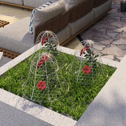 6-Pack Garden Chicken Wire Cloche, 16" x 13" – Metal Plant Protectors, Stackable Crop Cages, White, Animal Barrier for Outdoor Gardens