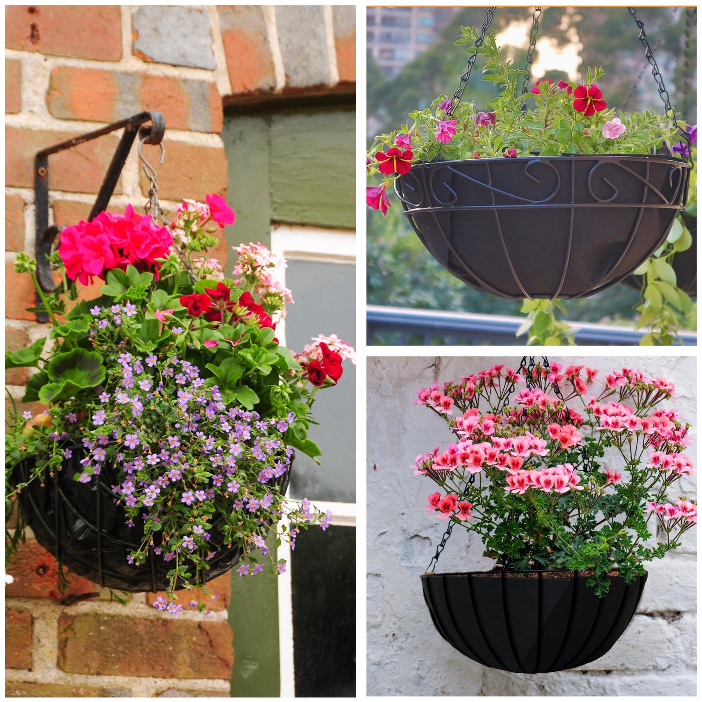 Sumloty 8 Pack 14 Inch Fabric Planter Basket Liner- Felt Flower Pot Liners Replacement Coco Fiber Liner for Hanging Basket Flowers Round Hanging Basket Liners Prevent Birds from Nesting
