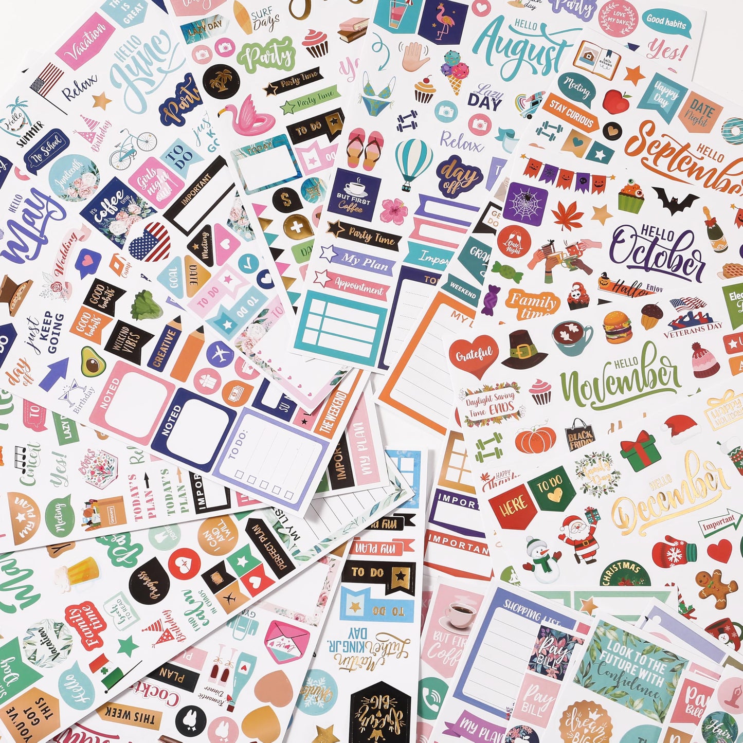 Planner Stickers - Monthly Planner Stickers and Accessories 25 Pages 1500 + Stunning Functional and Colorful Designs, Calendar Sticker Includes Festival Theme Journal Sticker