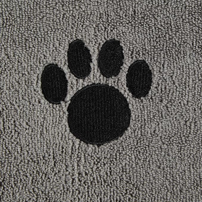 Bone Dry Pet Grooming, Embroidered Microfiber Towel Drying Collection, 15x30, Gray