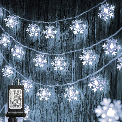 Dazzle Bright Christmas String Lights, 100 LED, 49FT, Waterproof, 8 Modes, White, Model HB-300COI