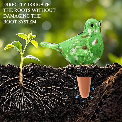 Naboher Glass Bird Shaped Plant Watering Ball Glass Automatic Watering Ball Flower Pot Insertion Spike Drip Irrigation Device Watering Ball Irrigation System Plant Enthusiast Gift (Green)