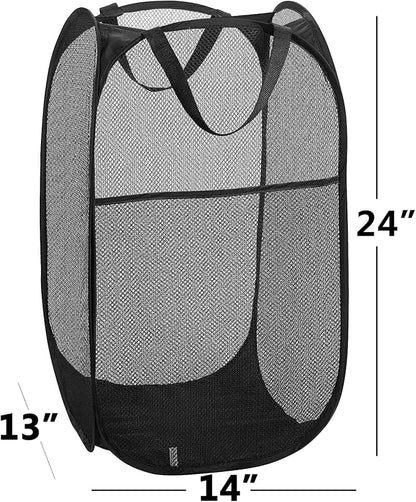 2 Laundry Baskets, pop-up Laundry Baskets, Foldable mesh Laundry Baskets (Each with 2 Reinforced Handles)…, Blue