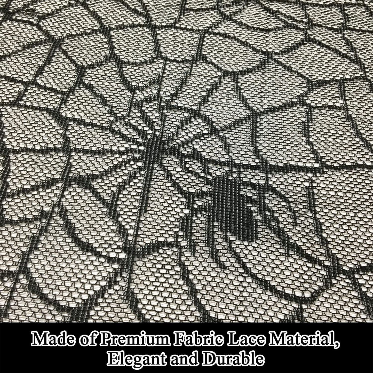 Joysail Halloween Tablecloth - Gothic Black Lace Spider Web Table Cover for Halloween Masquerade, Dinner Party, Scary Movie Nights Table Decorations - 53x68 Inches