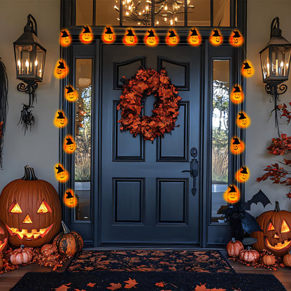 XSIEDVP Remote Control Halloween Pumpkin String Lights - 30LED 16.4Ft with Witch Hat | Waterproof Outdoor/Indoor, 8 Modes + Timer, Pet-Friendly | Warm Orange Fall & Party Decor for Patio, Yard