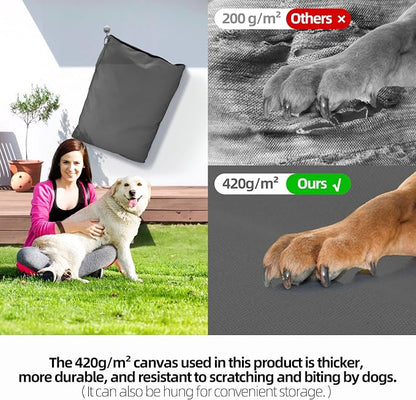 Sytopia 42 Inch Indestructible Canvas Outdoor Dog Bed for Extra Large Dogs, Chew Proof Waterproof Pet Bed with Machine Washable Removable Cover, Durable Indoor Patio Pet Pad for Crate, Dark Grey