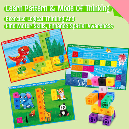 Math Linking Cubes, 100 Math Cube Manipulatives with 30 Learning Activities Number Counting Blocks Snap Linking Math Counters Fun & Educational Pre-K Counting Blocks for Preschool Kindergarten
