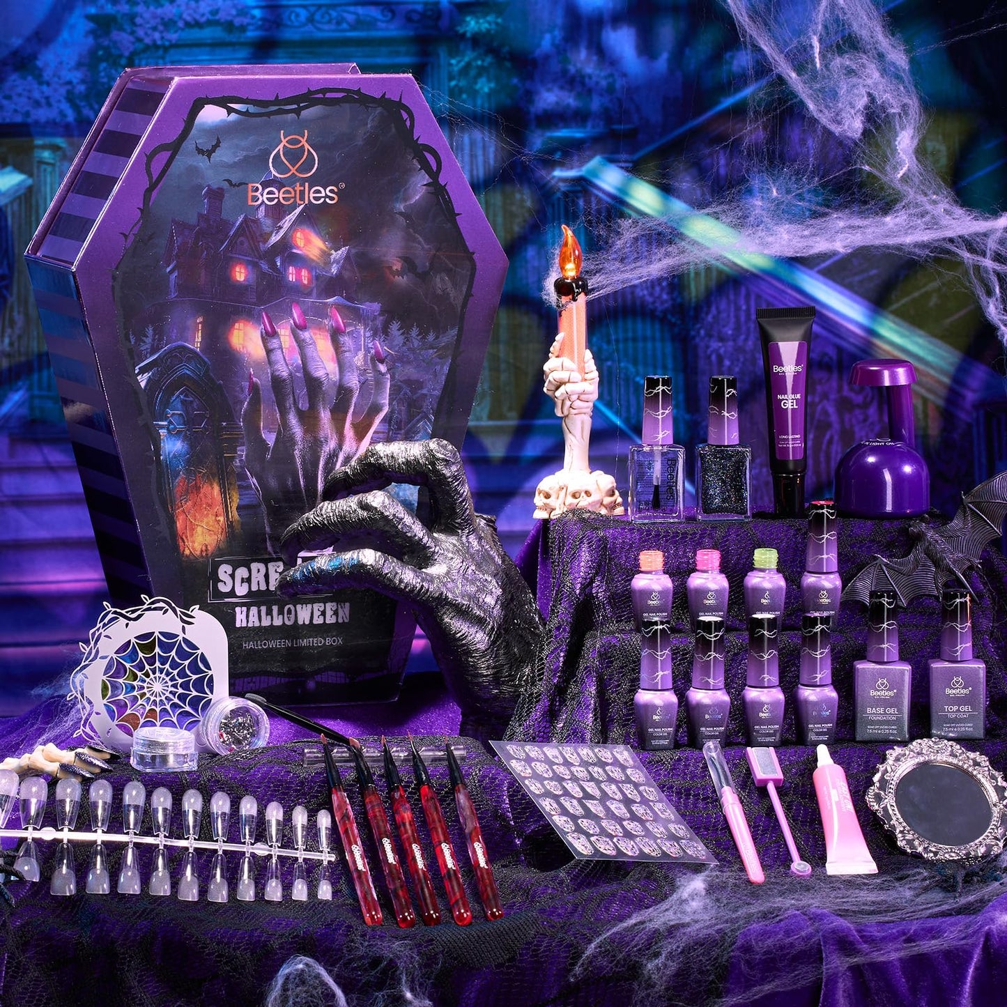 Beetles Fall Gel Nail Kit, Mystic Wonderland Gel Polish Set, 36 Colors Burgundy Brown Orange Red Polish Kit with Base Coat Glossy Matte & Glitter Top Coat Soak Off UV Led Nails Gifts for Women