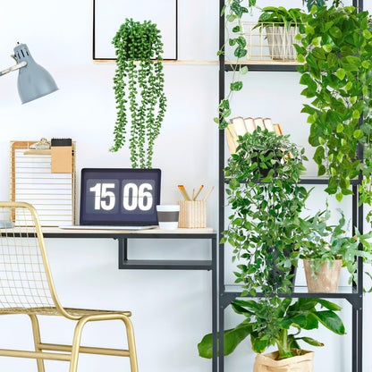Palonu Artificial Hanging Plants for Shelf, 4 Pack Fake Potted Greenery Plant Faux Mandala Vine, String of Pearls, Ivy Vine,Persian Grass Fern in Pot for Desk Home Bathroom Farmhouse Room Table Decor