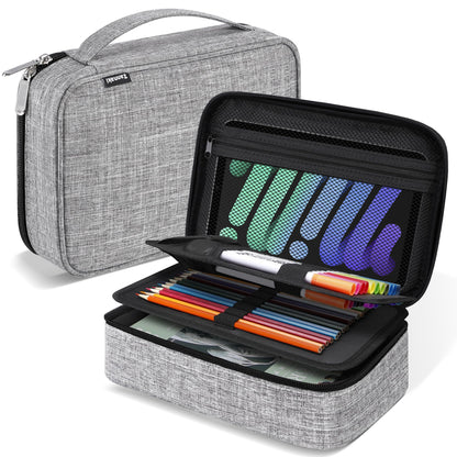 Zannaki Upgraded Large Capacity Pencil Case Pouch Marker Pen Stationery Bag Art Storage Box for Bullet Journal Student Teen Girl Boy Women Adult Middle High School Supplies College Essentials, Grey