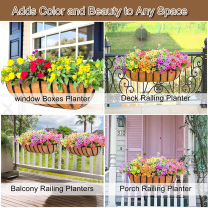 GYATSOCYG 36 Inch Window Baskets with Coconut Liner Outdoor Wall Planter for Plants Long Window Flower Box for Porch Fence Patio Outdoor（2 Pack）