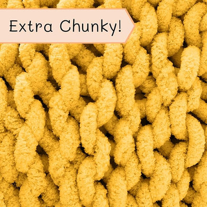 Adyrescia Chunky Knit Blanket Throw | 100% Hand Knit with Jumbo Chenille Yarn (60"x80", Harvest Yellow)