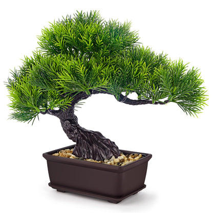 Der Rose 8 Inch Fake Plants Artificial Bonsai Tree Cedar for Home Office Desk Table Shelf Japanese Zen Decor (Pine)
