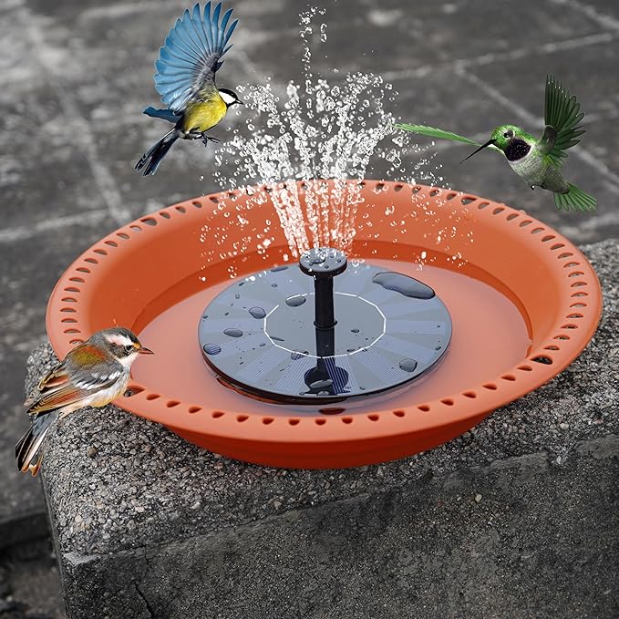 OVZILKI Bird Baths for Outdoors Heavy Duty, 14 inch BirdBath Bowl Only with Rust-Proof Black Chains, Hanging Bird Bath Hanging Bird-Feeder for Garden Backyard Decor (Terracotta 1 Pack)