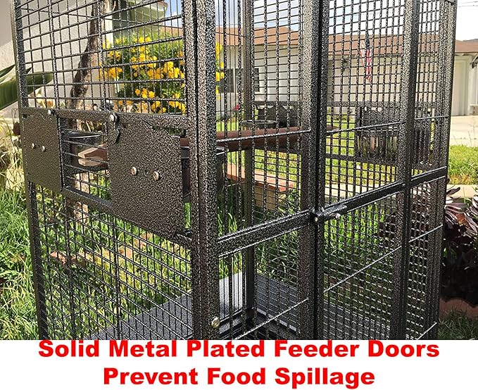 Large Elegant and Durable Play Top Bird Cage Parrot Finch Macaw Cockatoo Bird Wrought Iron Cage (Black Vein)