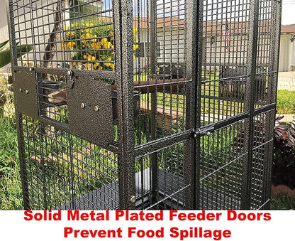 Large Elegance and Durable Wrought Iron Open Play Top Stand Bird Parrot Rolling Cage, Include Metal Seed Guard Solid Metal Feeder Nest Door