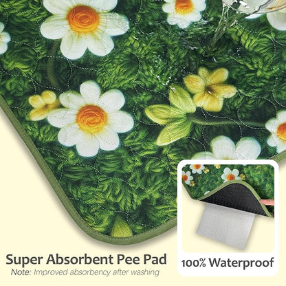 Washable Pee Pads for Dogs, Reusable Puppy Potty Training Pads, Ultra-Absorbent Thick Waterproof Leak-Proof Non-Slip Pads & Mat for Crate, Playpen, Floor, Whelping & Housebreaking , 2 Pack 48"x72"