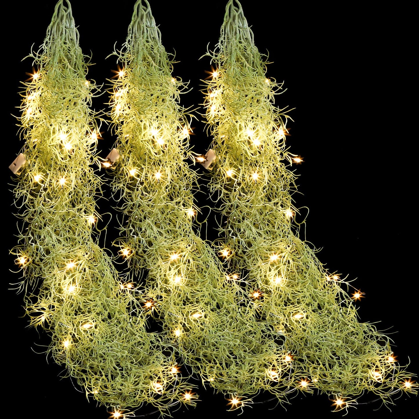 Mudder 3 Packs LED Artificial Hanging Plants, 3.6 ft Fake Hanging Plant, Ivy Vine Fake Leaves Greeny Chain Wall Home Room Garden Wedding Garland Outside Decor (Basket Not Included) (Vines Moss)