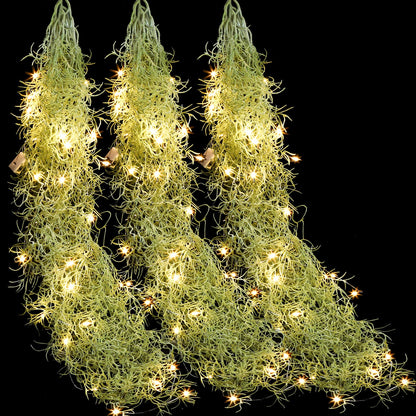 Mudder 3 Packs LED Artificial Hanging Plants, 3.6 ft Fake Hanging Plant, Ivy Vine Fake Leaves Greeny Chain Wall Home Room Garden Wedding Garland Outside Decor (Basket Not Included) (Vines Moss)