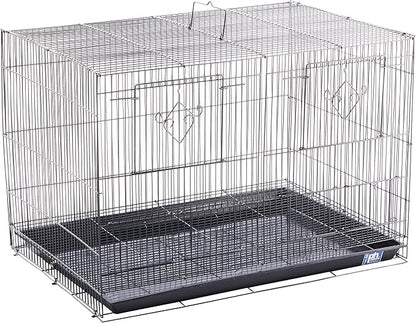 Prevue Pet Products Divided Flight Cage - Large Flight Cage for Small Birds, Stand Alone Enclosure with Divider, Designed for Exercise & Activity, Durable Metal Wire Frame - Black
