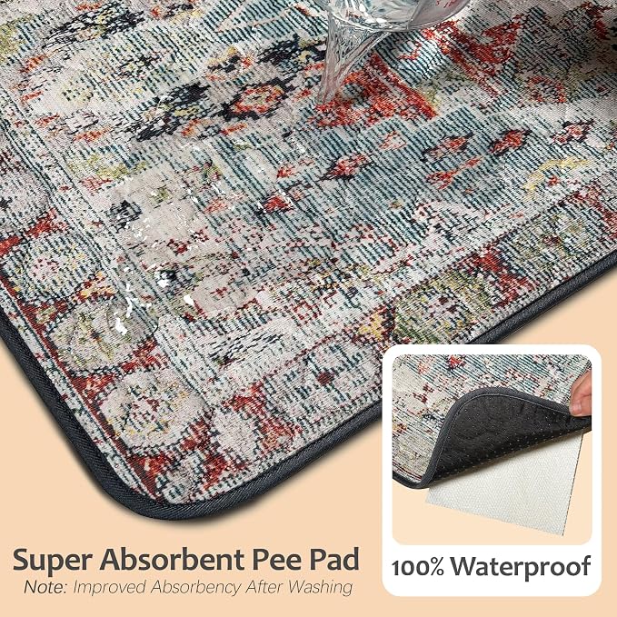 Washable Pee Pads for Dogs, Reusable Puppy Potty Training Pads, Ultra-Absorbent Thick Waterproof Leak-Proof Non-Slip Pads & Mat for Crate, Playpen, Floor, Whelping & Housebreaking , 1 Pack 72"x72"