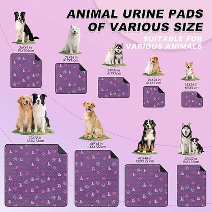 WanpeeGoo Washable Pee Pads, Puppy Pee Pad for Dogs, 2 Pack Absorbent Reusable Training Dog Pads Pet Puppy Pads, Non-Slip Potty Pads for Whelping, Playpen, Crate, Bed, Purple 24"x24"