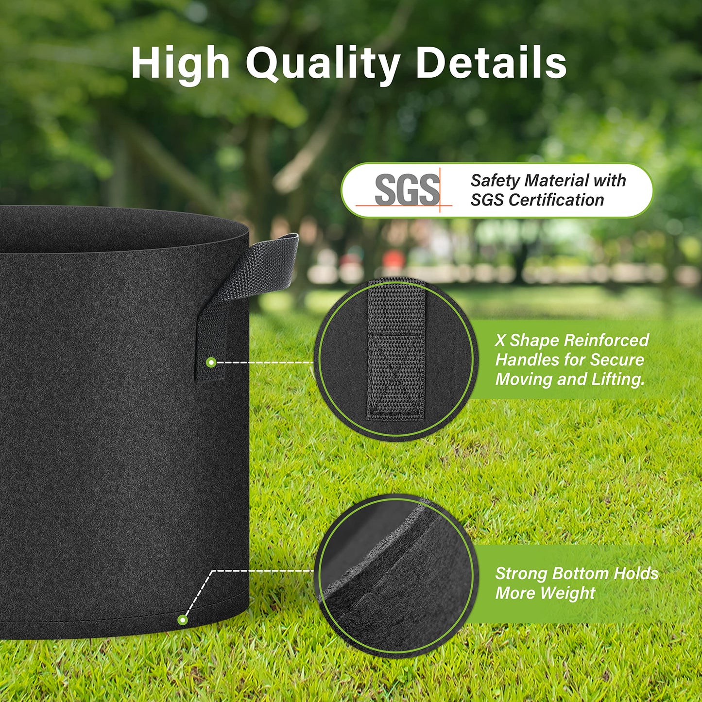 HealSmart Plant Grow Bags 5 Gallon, Tomoato Planter Pots 10-Pack with Handles, Aeration Nonwoven Fabric, Heavy Duty Gardening Planter for Vegetable, Herbs and Flowers, Black