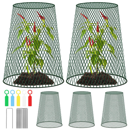 5 Packs 12"x15" Garden Cloches for Plants, Plant Protectors from Animals,Plant Cages for Outdoor Plants,Plant Covers from Animals,Chicken Wire Cloche with Stakes & Labels for Protect Plants,Vegetables