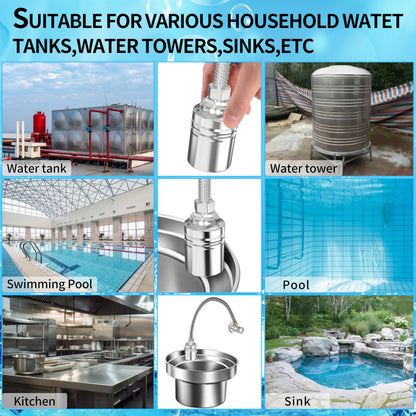 1/2" to 3/4" 1" Water Mini Float Valve,304 Stainless Steel Fully Automatic Level Controller Valve for Wate Tank, Livestock Troughs, Pool, Distiller