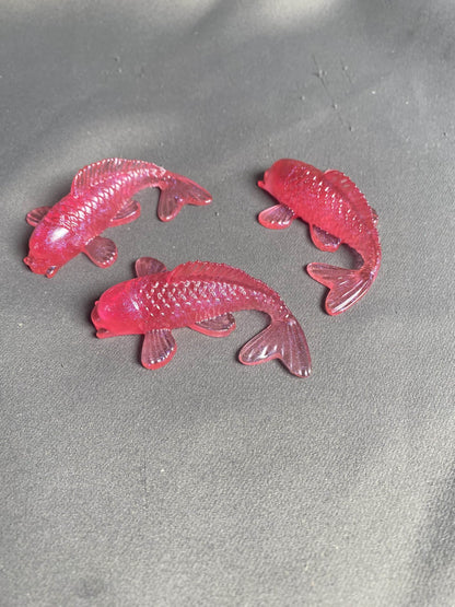 Universal Eminence Oceanic Elegance: Handcrafted Resin Koi Fish Sculptures - 3 Pack (Ruby Red)