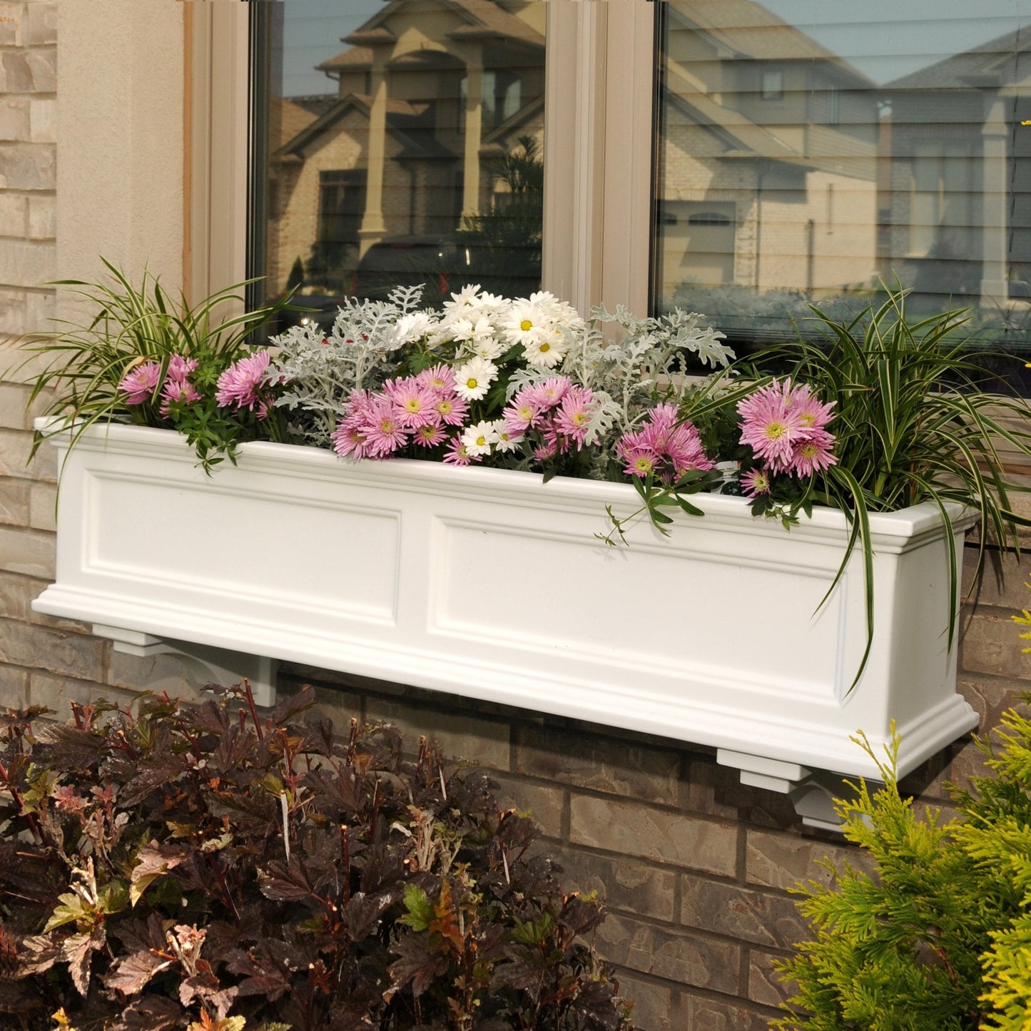 Step2 Atherton 24" x 39" x 19.5" Self-Watering Planter Box Bundle with Mayne Fairfield 4ft Window Box