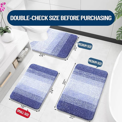 OLANLY Bathroom Runner Rugs Mat 59x20, Extra Soft Absorbent Microfiber Bath Rugs, Rubber Backing, Quick Dry, Washable Long Bath Mats for Bathroom, Tub and Shower, Home Decor Accessories, Blue-Violet