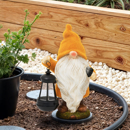 TERESA'S COLLECTIONS Fall Decor, Fall Gnome Decor, Autumn Garden Gnomes Holding Lantern with Solar Lights,Waterproof Resin Outdoor Fall Decor, Fall Gifts Outdoor/Indoor,8"