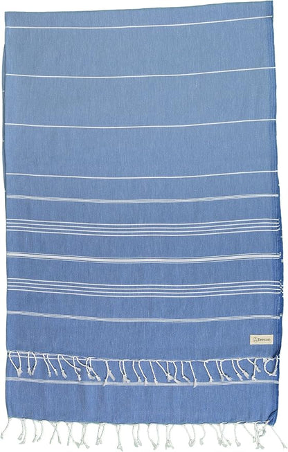 Bersuse Towels Anatolia XL Beach Blanket Throw Blanket Turkish Towel 100% Cotton Extra-Large Quick-Dry Lightweight Premium Peshtemal Towel - 61x82 Inches, Grey Blue (Set of 6)