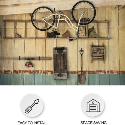KURUI Road Bike Hooks for Garage Wall, 6 Pack Heavy Duty Bicycle Hangers for Hanging, Wall Mount Bicycle Storage for Ceilings, No Drill Large Ceiling Hooks for Hanging Plants