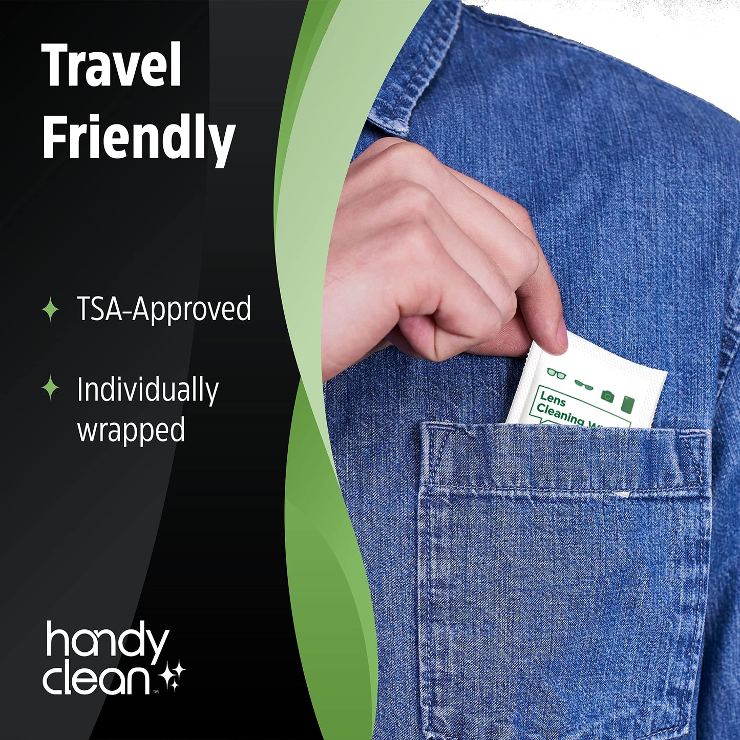 HandyClean Pre-Moistened Lens Cleaning Wipes, Eyeglass Wipes, Screen Wipes, 100 ct of 6 x 5 inches Individually Packed Lens Cleaner Wipes