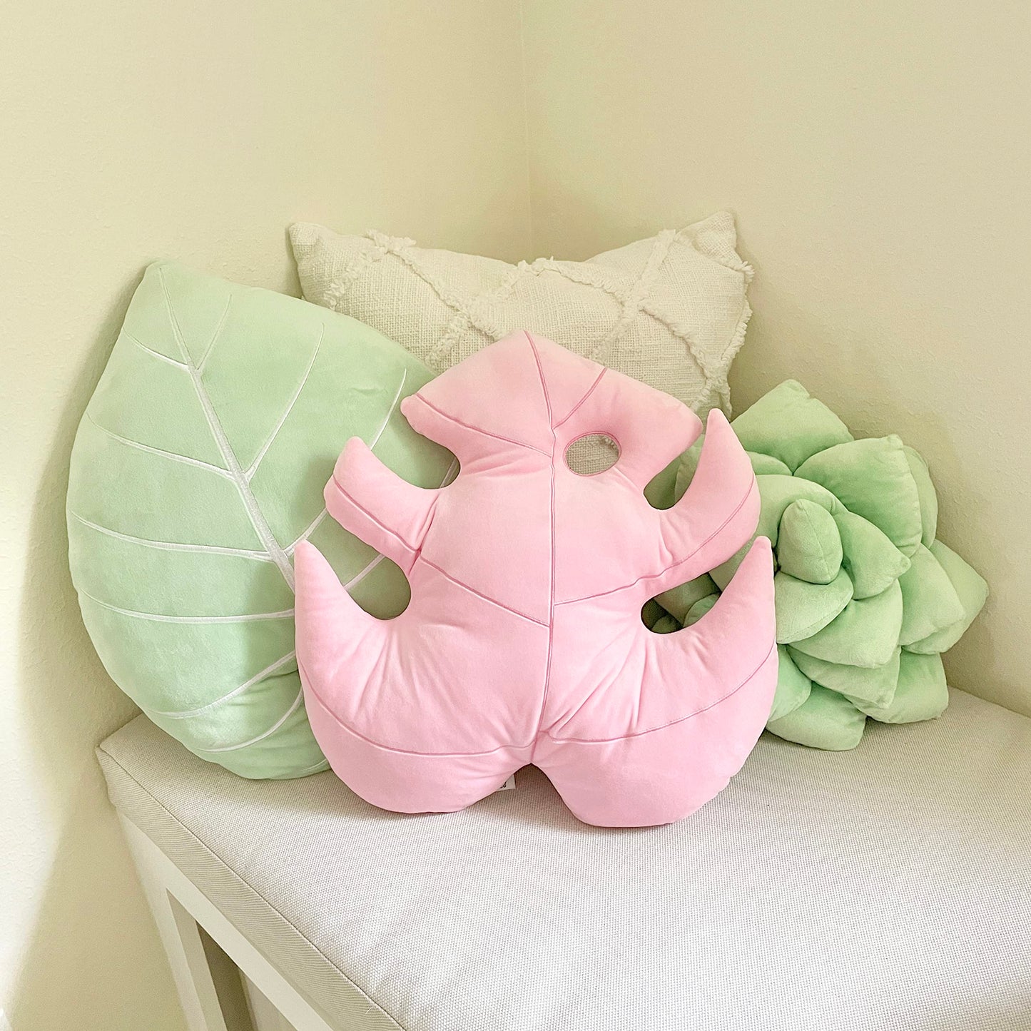 Green Philosophy Co. Monstera Leaf Pillow - Mossy Earth - Large Soft Plant-Shaped Plush Cushion for Couch, Bed, or Reading Nook - Cute & Unique Nature-Inspired Decor Super Soft & Cuddly Throw Pillow