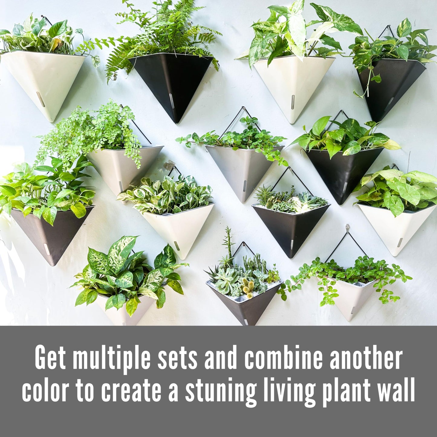 LaLaGreen Bundle- 4 Pack, 12 Inch Large White Self Watering Pot + 2 Pack, 16 Inch Metal Basket with Coco Liner Horse Trough Wall Rail Window Patio Porch Flower Box Geometric Hanging Indoor Vase Decor