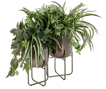 Deco 79 Metal Round Planter with Removable Stand, Set of 2 16", 13"H, Black