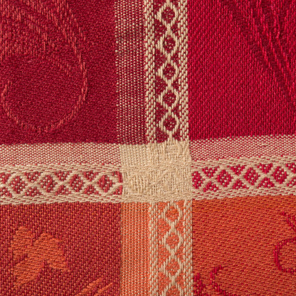 DII Traditional Harvest Wheat Jacquard Collection Thanksgiving Fall Table Décor Damask Cotton, Square Napkin Set, 20x20, Burnt Orange Pumpkin Vine, 6 Piece